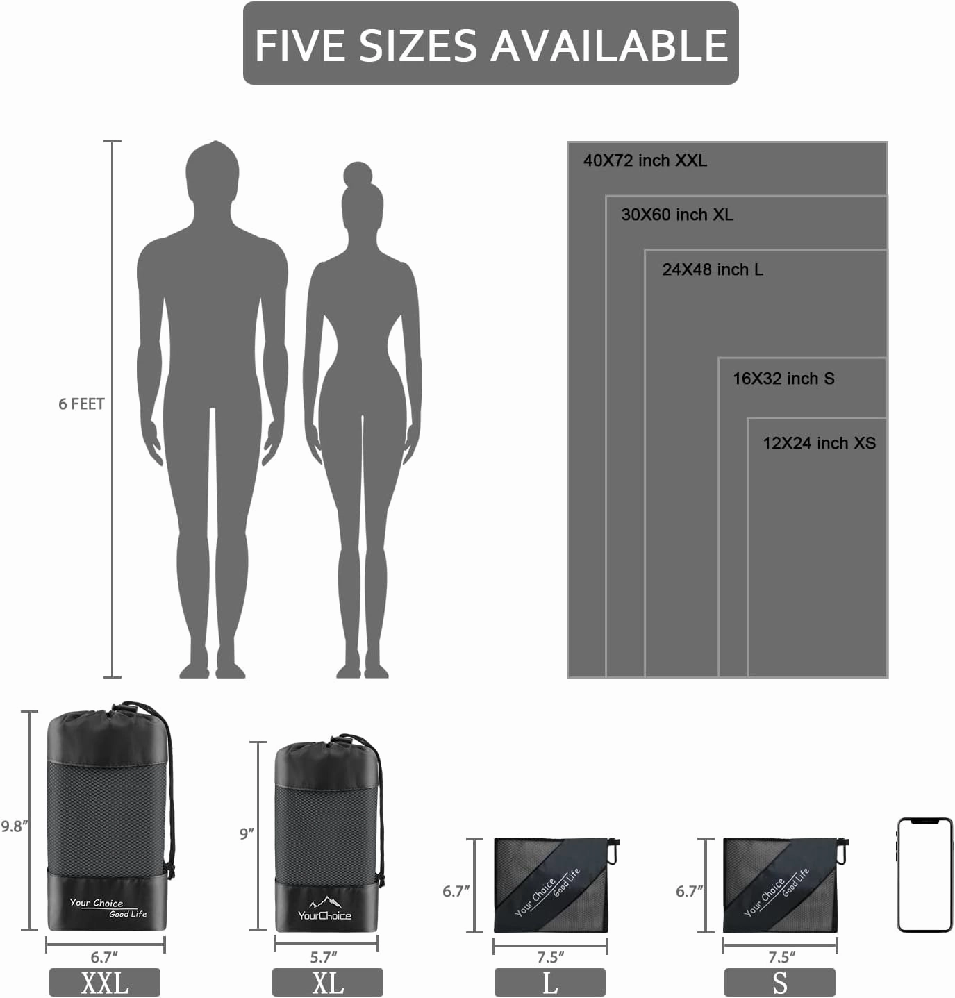 Your Choice Quick Dry Towel - Super Absorbent Microfiber for Gym, Travel, Camping | Ultra Compact & Lightweight