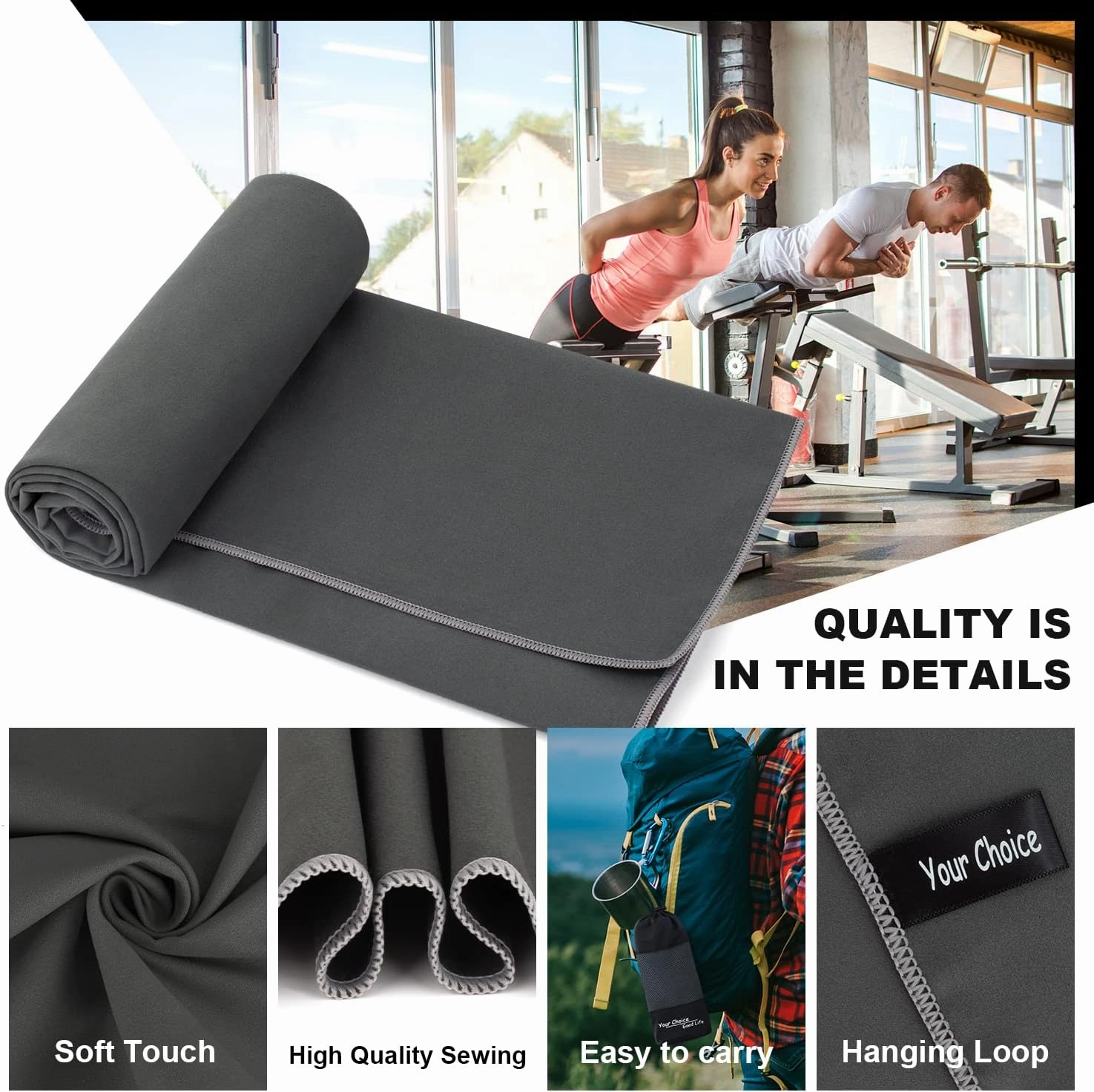 Your Choice Quick Dry Towel - Super Absorbent Microfiber for Gym, Travel, Camping | Ultra Compact & Lightweight