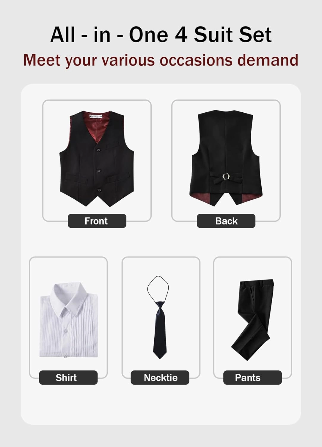YuanLu Boys Suit Dress Clothes Ring Bearer Outfit Homecoming Dresses Boy Vest and Pants Set for Kids Wedding Tuxedo Suits
