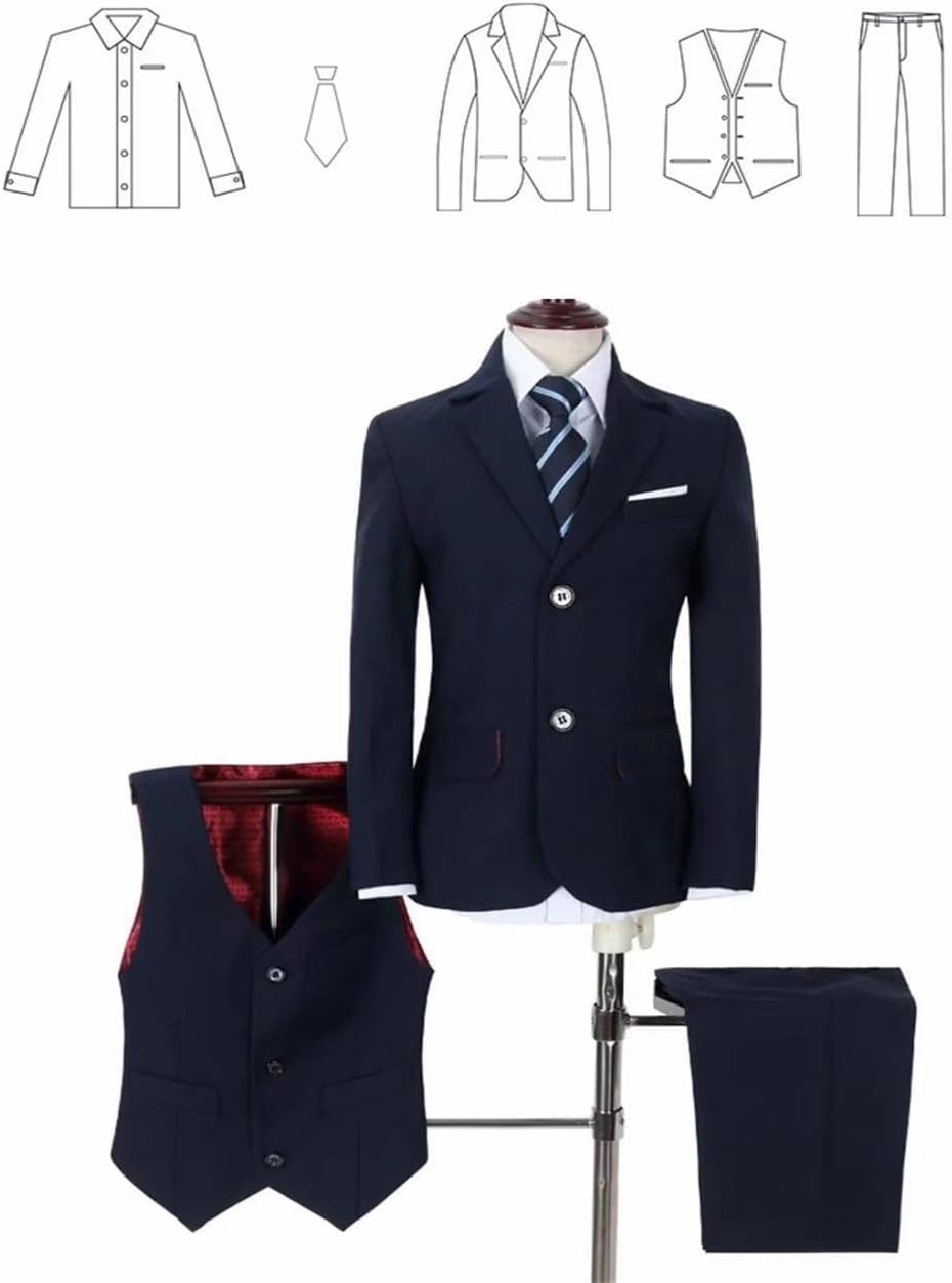 YuanLu Boys Suit for Kids Tuxedo Wedding Ring Bearer Outfit Boy Formal Suits 5 Piece Slim Fit Dresswear Suit Set