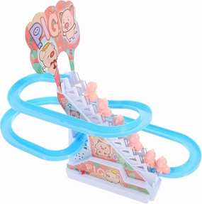 Zerodeko Piggy Climbing Toy, Cute Animal Climbing Stair Toy with Music and Light, Coaster Slide Track Toy Early Educational Toys for Kids Toddler (Pig)