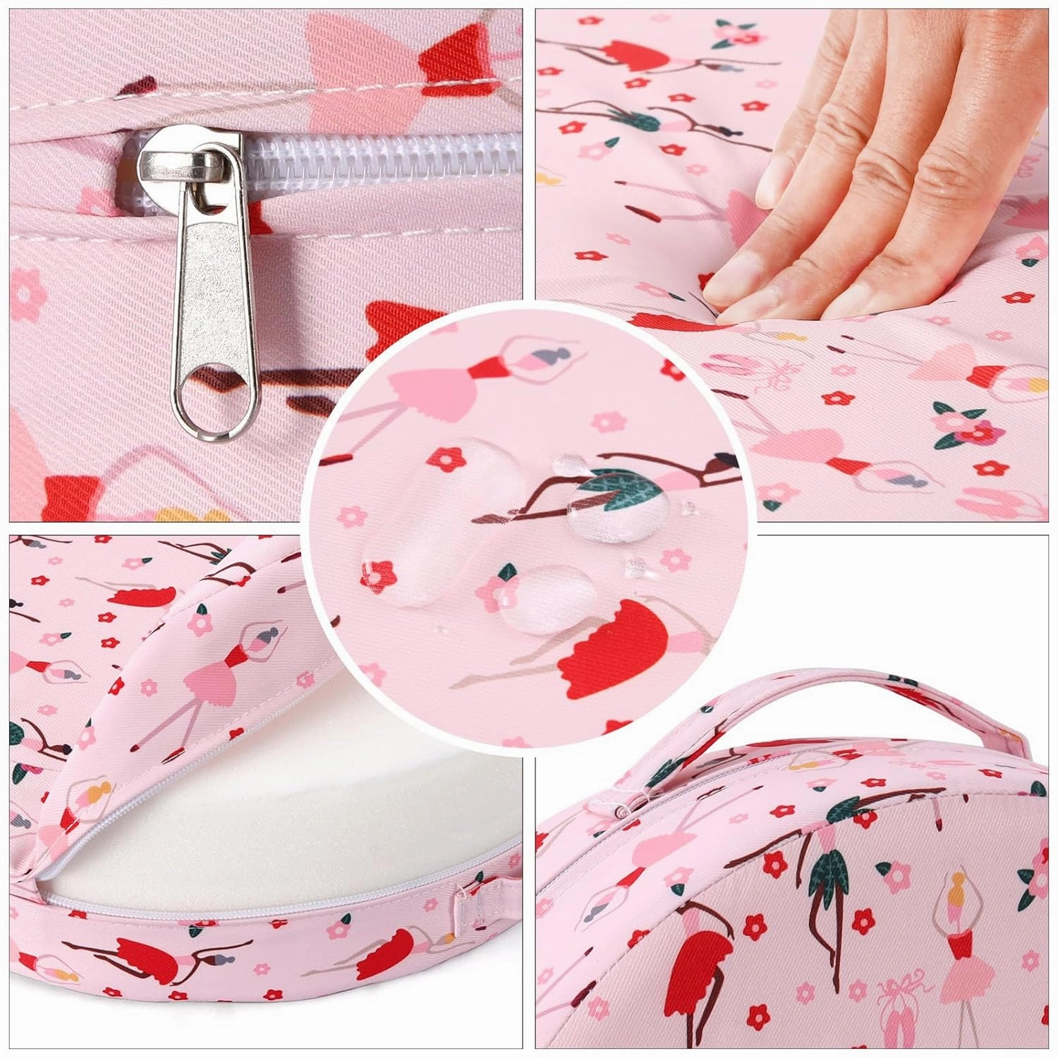 Zicac Portable Seat Cushion Washable with Non-Slip Bottom, Detachable Strong Support Cushion for Toddler Kids Baby Infant (Pink Girl)