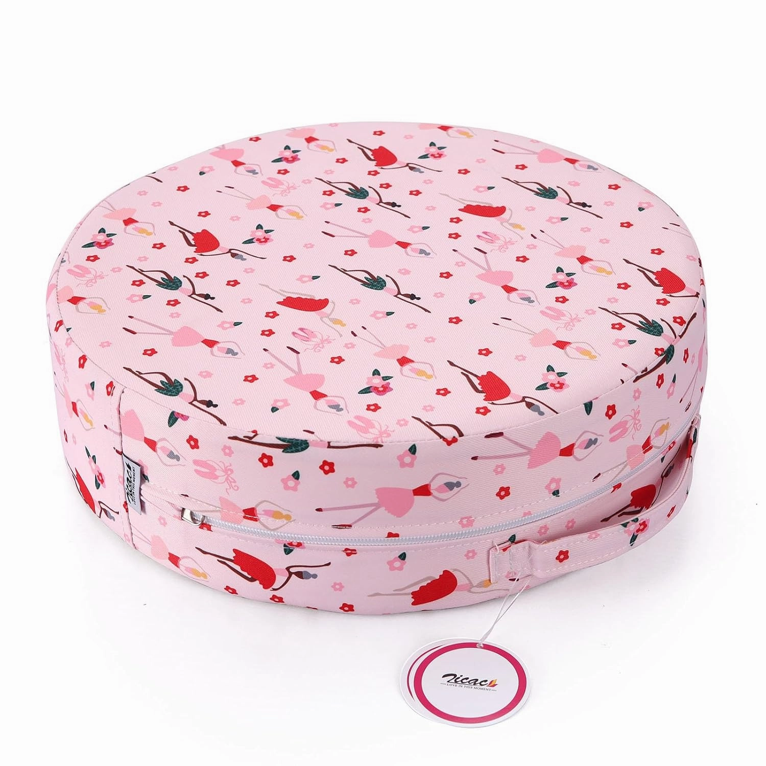 Zicac Portable Seat Cushion Washable with Non-Slip Bottom, Detachable Strong Support Cushion for Toddler Kids Baby Infant (Pink Girl)