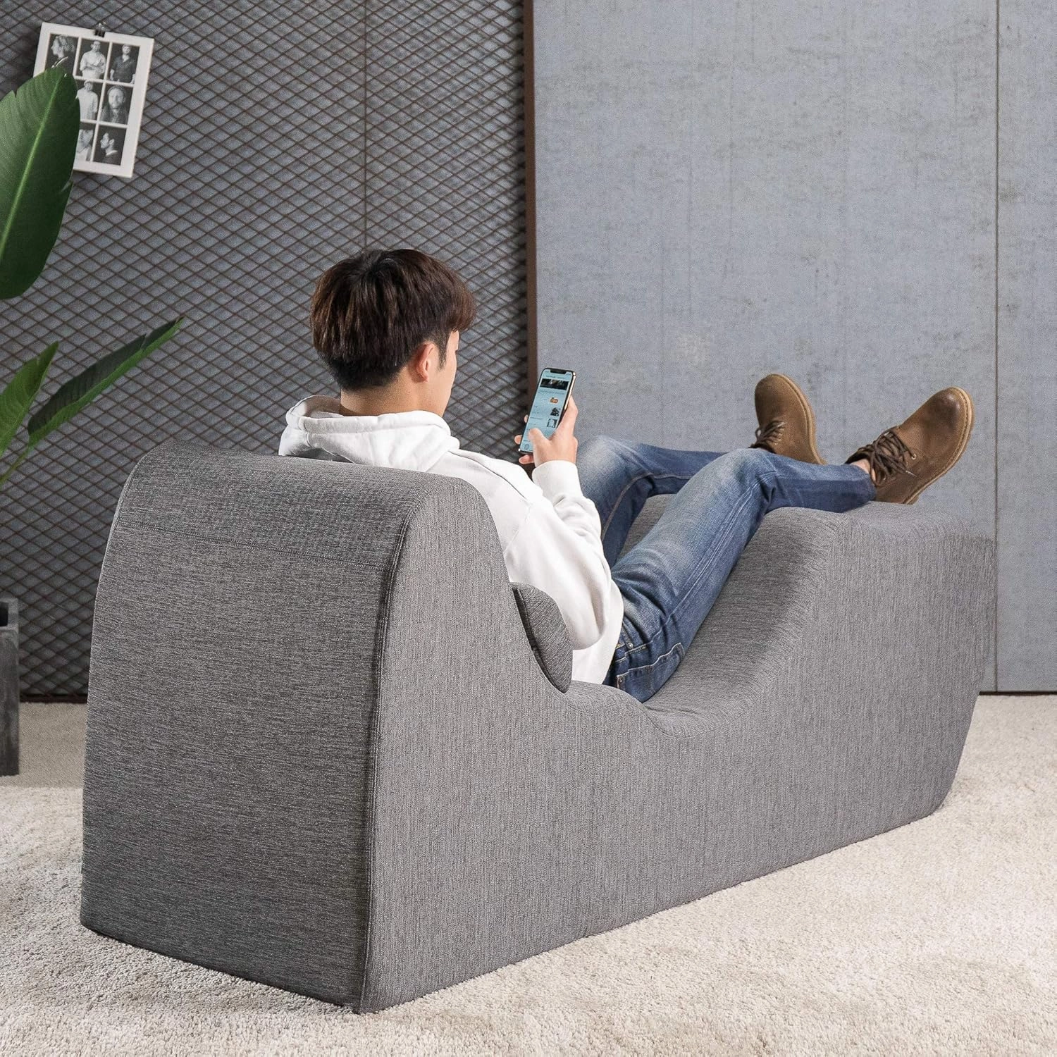 ZINUS Lotus Zero Gravity Chaise Lounger, Foam Recliner for Living Room, Ergonomic Positioning for Better Relaxation, Pillow Included, No Assembly, Dark Grey