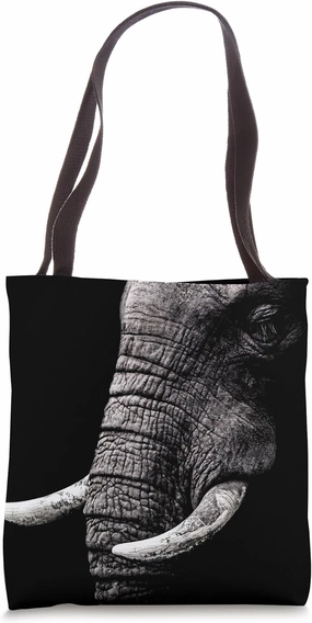 ZOO ANIMAL ELEPHANT TUSK ELEPHANT ART BLACK WHITE ART DECOR Tote Bag