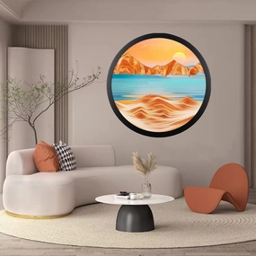 ZSDSZDZY Sand Art Liquid Motion, Moving Sand Art Décor, 3D Wall Mounted 360° Rotate Sculpture, Wall Art Deep Sea Sandscape Room Decoration, Relaxing Mood Home Office Work Decor (Orange, 11.4'')